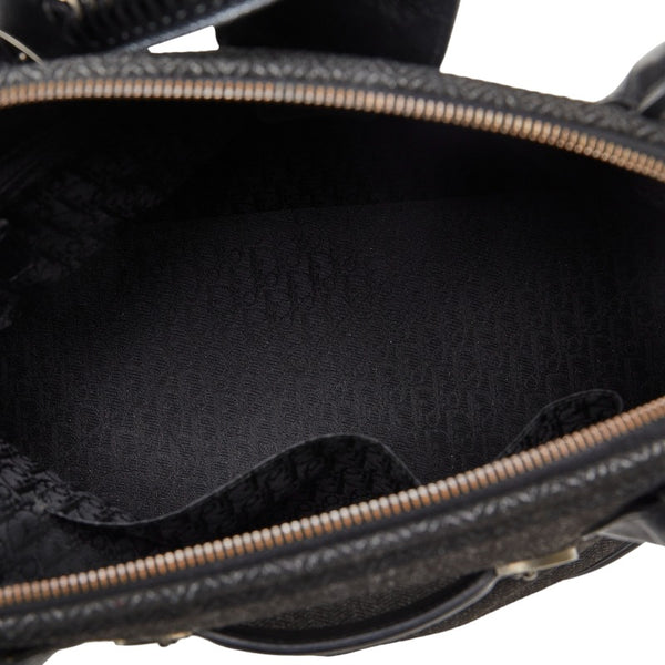 ディオール ヘリンボーン ハンドバッグ ブラック ツイード レザー レディース Dior 【中古】