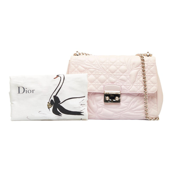 ディオール カナージュ ニューロック シルバー金具 チェーンショルダーバッグ ピンク レザー レディース Dior 【中古】