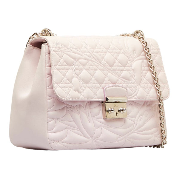 ディオール カナージュ ニューロック シルバー金具 チェーンショルダーバッグ ピンク レザー レディース Dior 【中古】