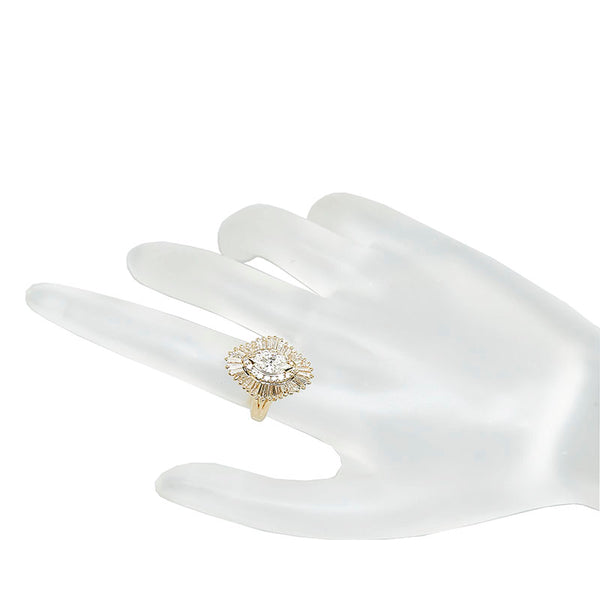 ノーブランド K18YG イエローゴールド マーキースダイヤ0.51ct ダイヤ1.33ct リング 指輪 レディース no brand 9.5号 【中古】