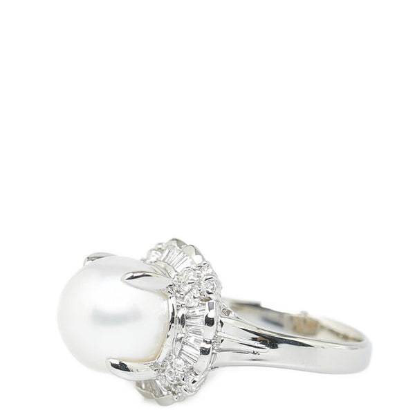Pt900 プラチナ パール10mm ダイヤ0.43ct リング 指輪 レディース 10.5号 【中古】