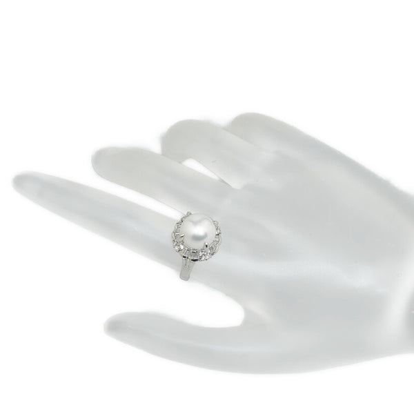 Pt900 プラチナ パール10mm ダイヤ0.43ct リング 指輪 レディース 10.5号 【中古】