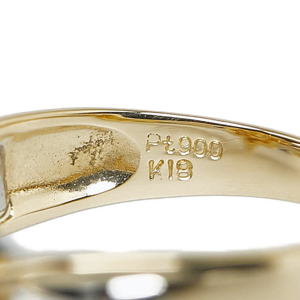 Pt900 プラチナ K18YG イエローゴールド コンビ ダイヤ0.50ct リング 指輪 レディース 10.5号 【中古】