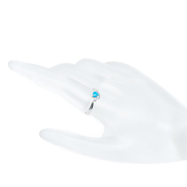 Pt900 プラチナ ターコイズ ダイヤ0.01ct ハート リング 指輪 レディース 12号 【中古】