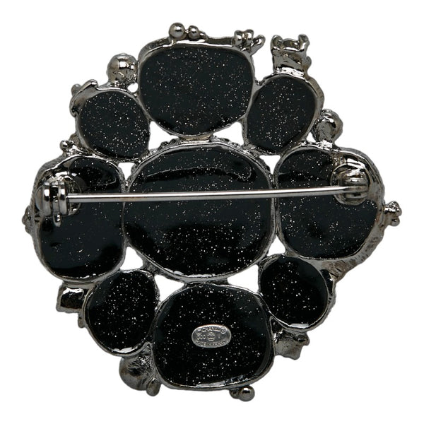 シャネル ココマーク ビジュー ブローチ ブラック シルバー メタル レディース CHANEL 【中古】