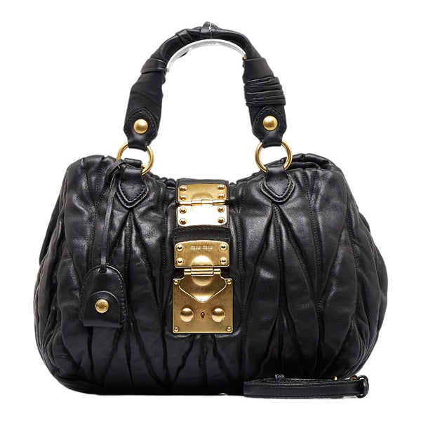 ミュウ ミュウ マテラッセ ハンドバッグ ショルダーバッグ 2WAY ブラック レザー レディース Miu Miu 【中古】