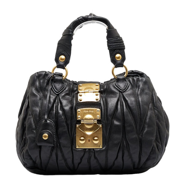 ミュウ ミュウ マテラッセ ハンドバッグ ショルダーバッグ 2WAY ブラック レザー レディース Miu Miu 【中古】
