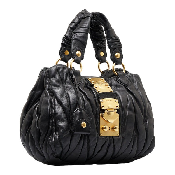 ミュウ ミュウ マテラッセ ハンドバッグ ショルダーバッグ 2WAY ブラック レザー レディース Miu Miu 【中古】