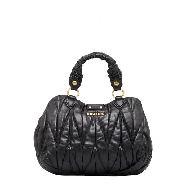 ミュウ ミュウ マテラッセ ハンドバッグ ショルダーバッグ 2WAY ブラック レザー レディース Miu Miu 【中古】