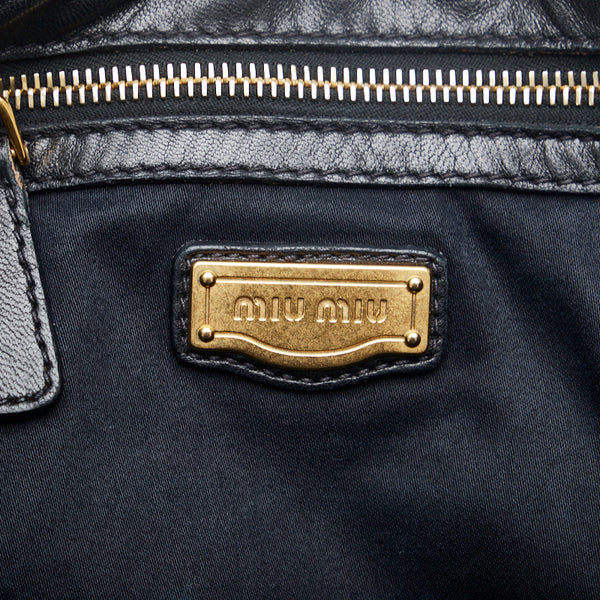 ミュウ ミュウ マテラッセ ハンドバッグ ショルダーバッグ 2WAY ブラック レザー レディース Miu Miu 【中古】