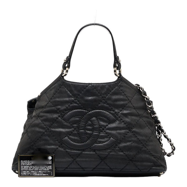 シャネル ワイルドステッチ ココマーク ハンドバッグ チェーン ショルダーバッグ ブラック レザー レディース CHANEL 【中古】