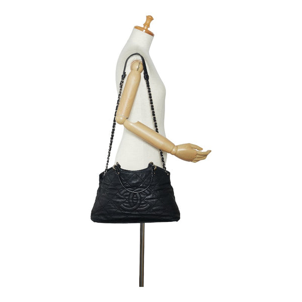 シャネル ワイルドステッチ ココマーク ハンドバッグ チェーン ショルダーバッグ ブラック レザー レディース CHANEL 【中古】