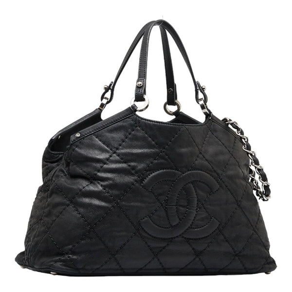 シャネル ワイルドステッチ ココマーク ハンドバッグ チェーン ショルダーバッグ ブラック レザー レディース CHANEL 【中古】