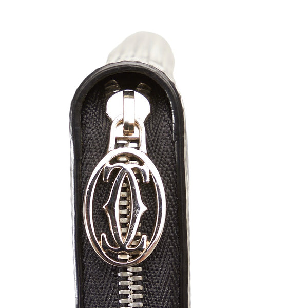 カルティエ ハッピーバースデー 長財布 ラウンドファスナー ブラック パテントレザー レディース CARTIER 【中古】