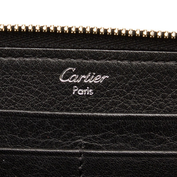 カルティエ ハッピーバースデー 長財布 ラウンドファスナー ブラック パテントレザー レディース CARTIER 【中古】