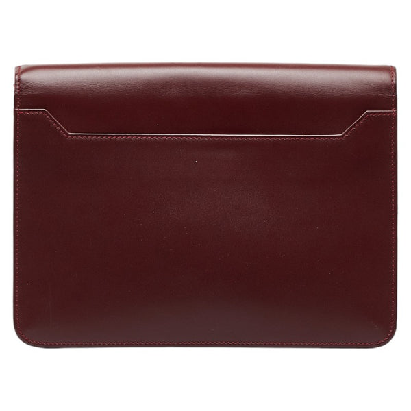 カルティエ マスト クラッチバッグ セカンドバッグ ワインレッド ボルドー レザー レディース CARTIER 【中古】