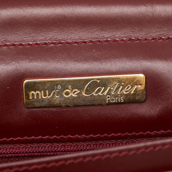カルティエ マスト クラッチバッグ セカンドバッグ ワインレッド ボルドー レザー レディース CARTIER 【中古】