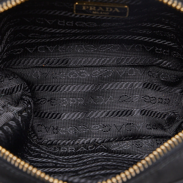 プラダ リボン 斜め掛け ショルダーバッグ  ブラック ナイロン レディース PRADA 【中古】