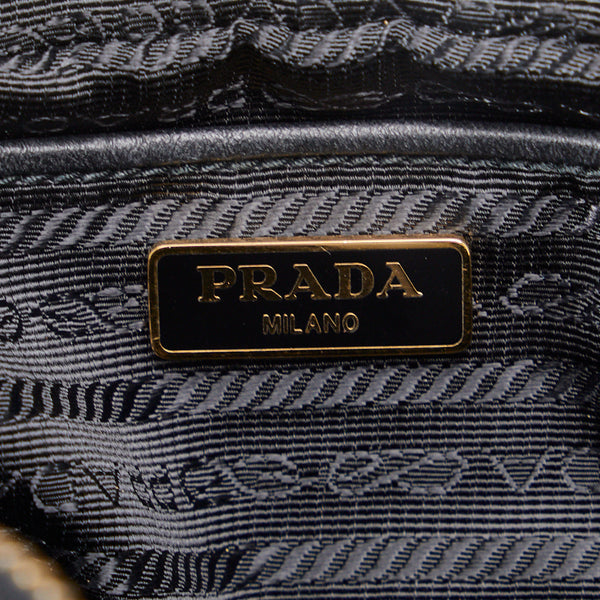 プラダ リボン 斜め掛け ショルダーバッグ  ブラック ナイロン レディース PRADA 【中古】