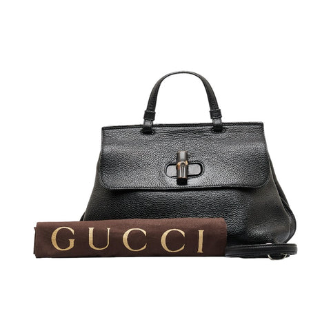 グッチ バンブー デイリー ハンドバッグ ショルダーバッグ 2WAY 392013 ブラック レザー レディース GUCCI 【中古】