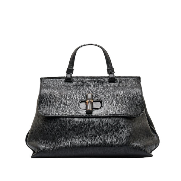 グッチ バンブー デイリー ハンドバッグ ショルダーバッグ 2WAY 392013 ブラック レザー レディース GUCCI 【中古】