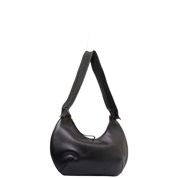 グッチ 編み込みハンドル ワンショルダーバッグ 106292 ブラック レザー レディース GUCCI 【中古】