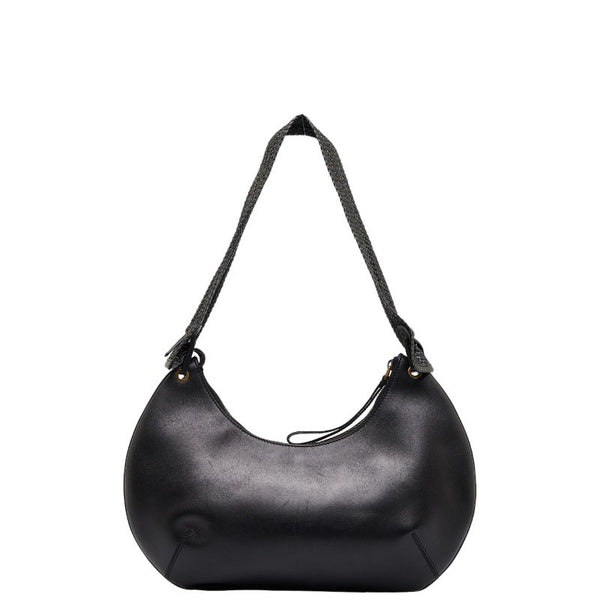 グッチ 編み込みハンドル ワンショルダーバッグ 106292 ブラック レザー レディース GUCCI 【中古】