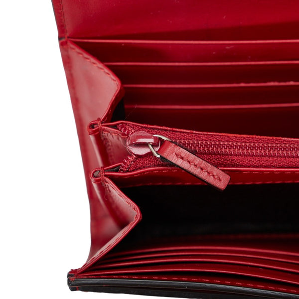 グッチ グッチシマ リボン 長財布 388679 レッド レザー レディース GUCCI 【中古】