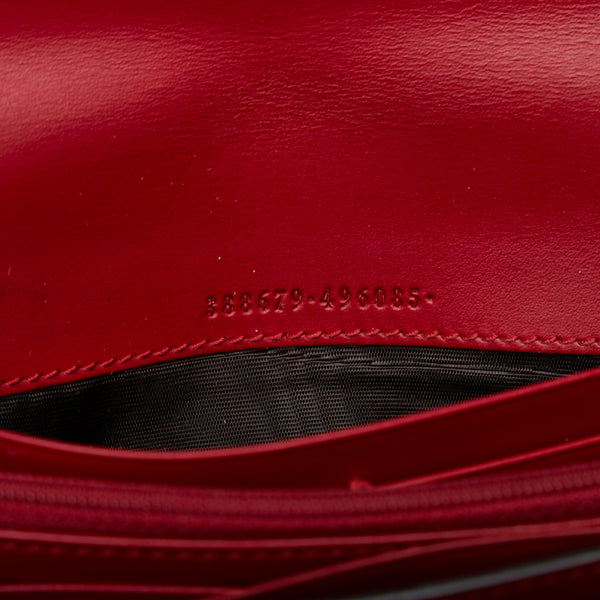 グッチ グッチシマ リボン 長財布 388679 レッド レザー レディース GUCCI 【中古】