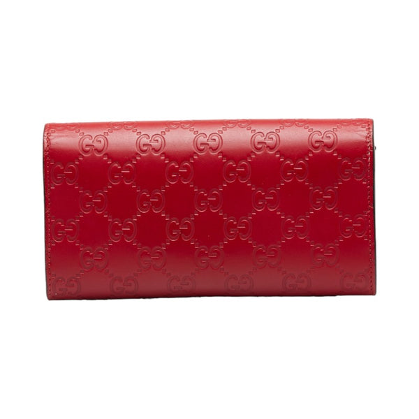 グッチ グッチシマ リボン 長財布 388679 レッド レザー レディース GUCCI 【中古】