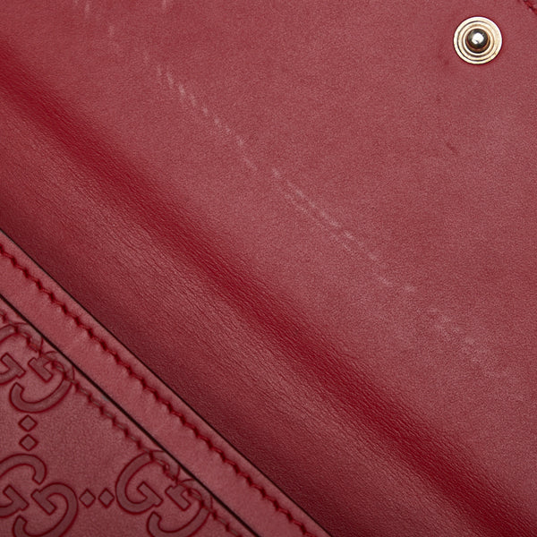 グッチ グッチシマ リボン 長財布 388679 レッド レザー レディース GUCCI 【中古】