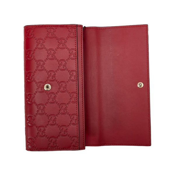 グッチ グッチシマ リボン 長財布 388679 レッド レザー レディース GUCCI 【中古】
