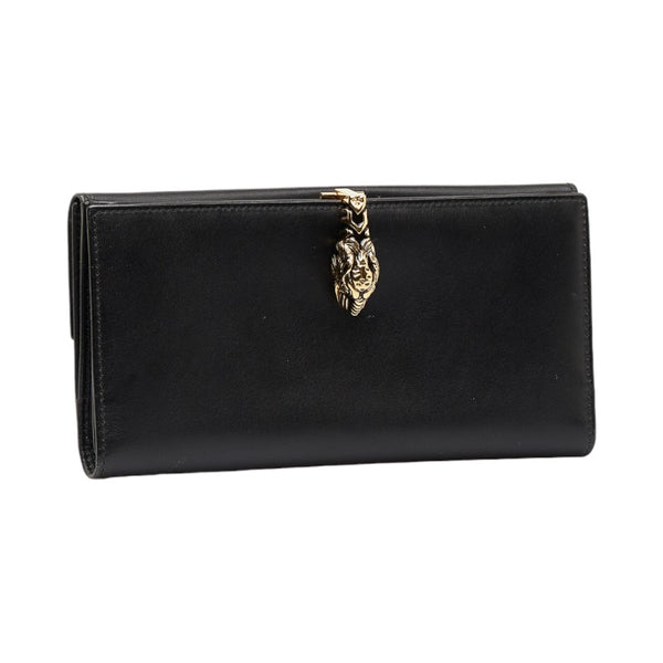 グッチ パンサー 長財布 ブラック レザー レディース GUCCI 【中古】