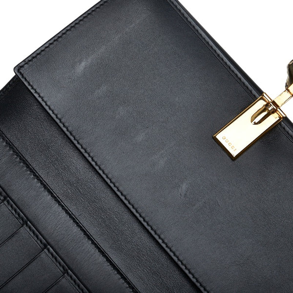 グッチ パンサー 長財布 ブラック レザー レディース GUCCI 【中古】