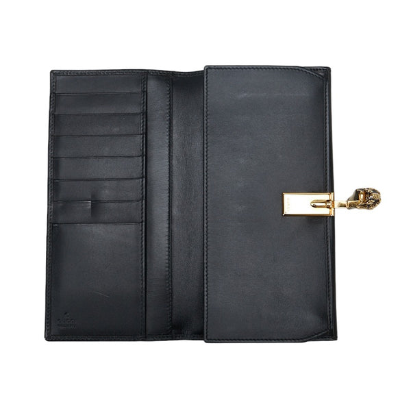グッチ パンサー 長財布 ブラック レザー レディース GUCCI 【中古】