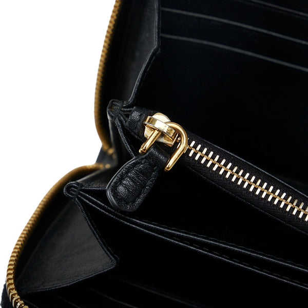 プラダ ラウンドファスナー 長財布 1ML506 ブラック レザー レディース PRADA 【中古】