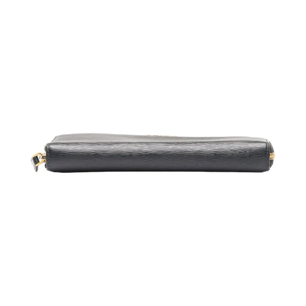 プラダ ラウンドファスナー 長財布 1ML506 ブラック レザー レディース PRADA 【中古】