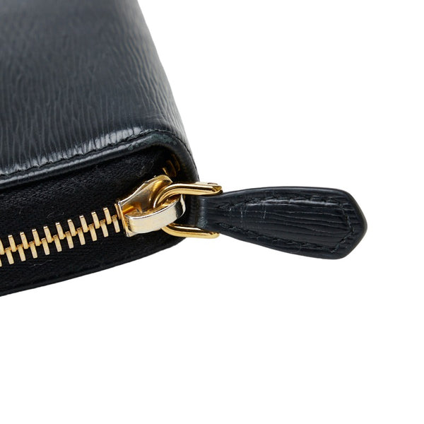 プラダ ラウンドファスナー 長財布 1ML506 ブラック レザー レディース PRADA 【中古】
