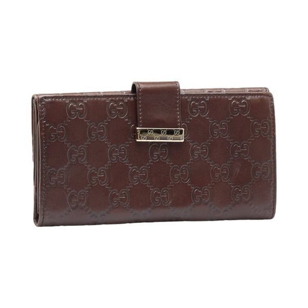グッチ GGスプリーム 長財布 ダブルホック 212089 ブラウン PVC レザー レディース GUCCI 【中古】