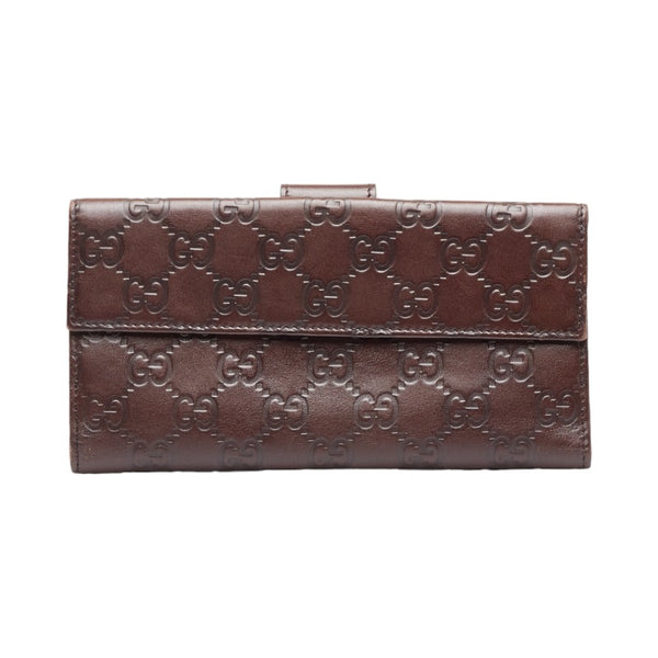 グッチ GGスプリーム 長財布 ダブルホック 212089 ブラウン PVC レザー レディース GUCCI 【中古】