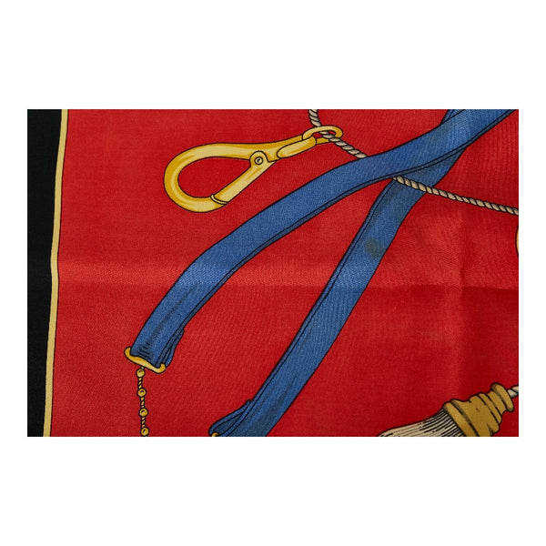 セリーヌ タッセル スカーフ レッド マルチカラー シルク レディース CELINE 【中古】