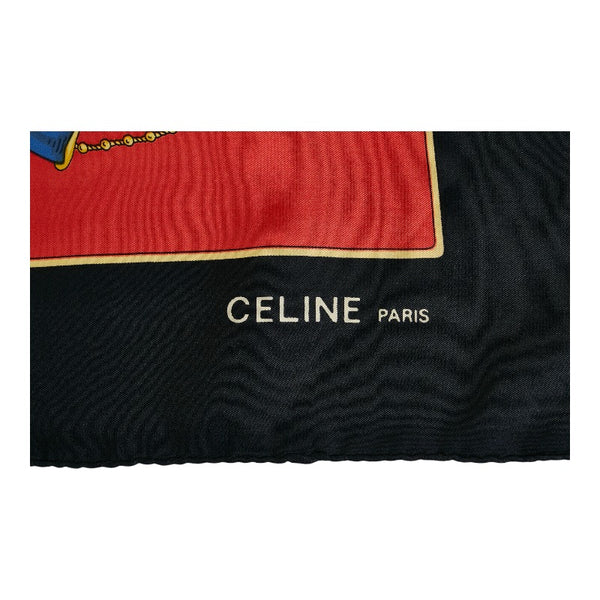 セリーヌ タッセル スカーフ レッド マルチカラー シルク レディース CELINE 【中古】