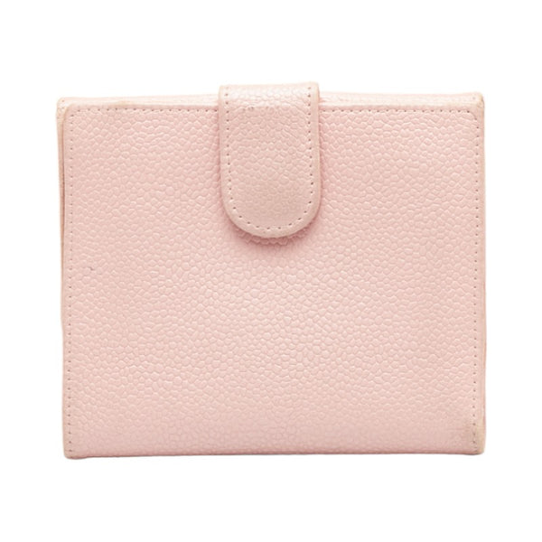 シャネル ココマーク 二つ折り財布 ピンク キャビアスキン レディース CHANEL 【中古】
