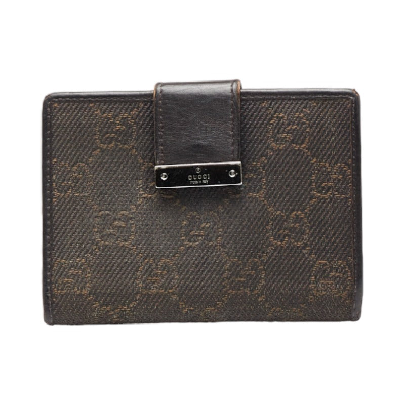 グッチ カードケース 92274 ブラウン キャンバス レザー レディース GUCCI 【中古】