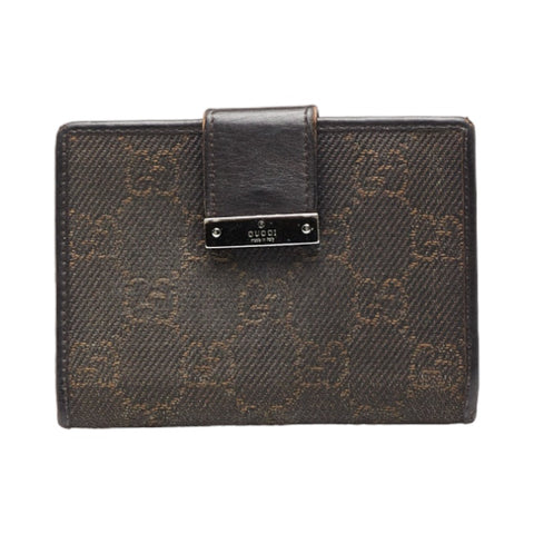 グッチ カードケース 92274 ブラウン キャンバス レザー レディース GUCCI 【中古】