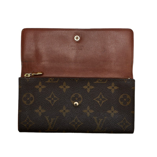 ルイ ヴィトン モノグラム ポシェット ポルト モネ クレディ 長財布 M61723 ブラウン PVC レザー レディース LOUIS VUITTON 【中古】