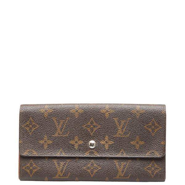 ルイ ヴィトン モノグラム ポシェット ポルト モネ クレディ 長財布 M61723 ブラウン PVC レザー レディース LOUIS VUITTON 【中古】