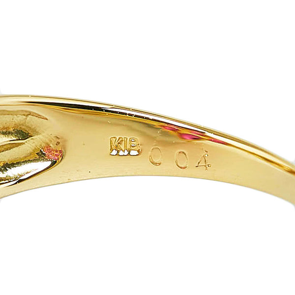 K18YG イエローゴールド ルビー1.00ct ダイヤ0.04ct フラワー リング 指輪 レディース 6.5号 【中古】