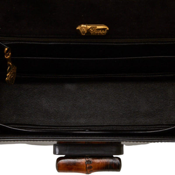 グッチ オールドグッチ バンブー ゴールド金具 ハンドバッグ 000 099 ブラック エナメル レザー レディース GUCCI 【中古】