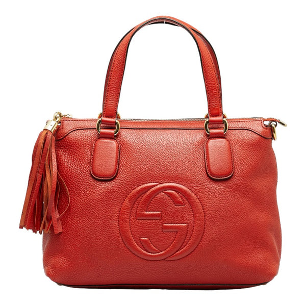 グッチ ソーホー インターロッキングG ハンドバッグ ショルダーバッグ 2WAY 308362 オレンジ レザー レディース GUCCI 【中古】